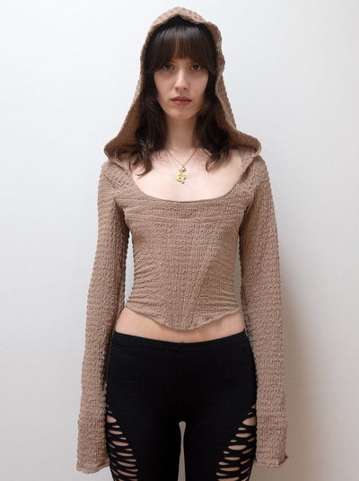 HOODED CORSET IN SAND-Ella Roberts-APOC STORE