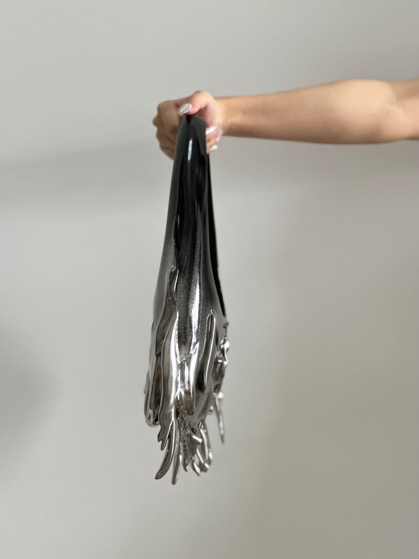 Black/Silver Slim Shoulder Bag-GNASTIY-APOC STORE