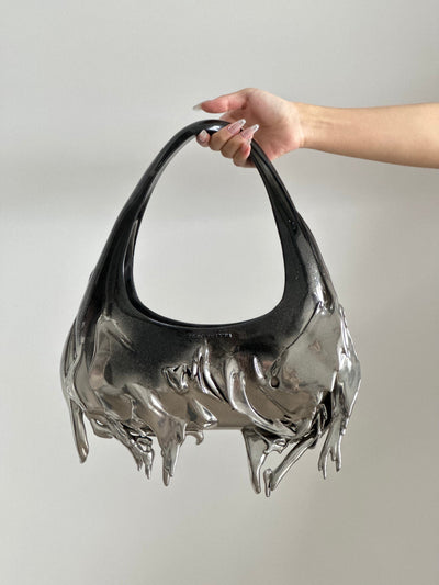 Black/Silver Slim Shoulder Bag-GNASTIY-APOC STORE