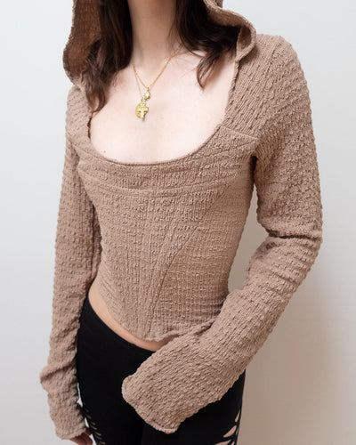 HOODED CORSET IN SAND-Ella Roberts-APOC STORE