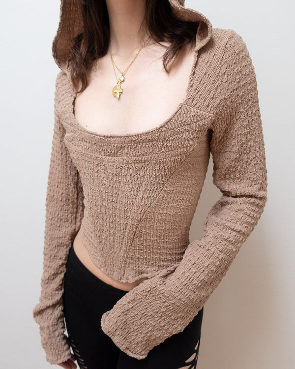 HOODED CORSET IN SAND-Ella Roberts-APOC STORE