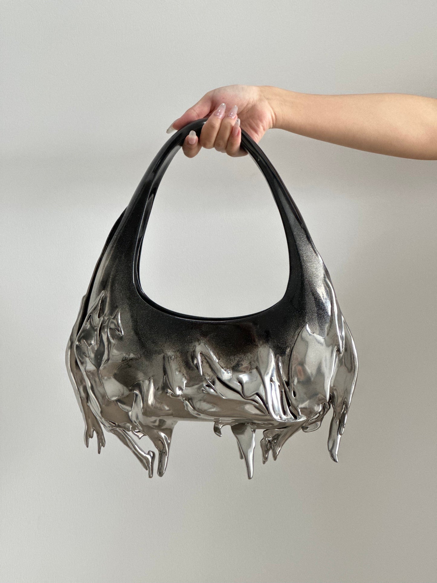 Black/Silver Slim Shoulder Bag-GNASTIY-APOC STORE