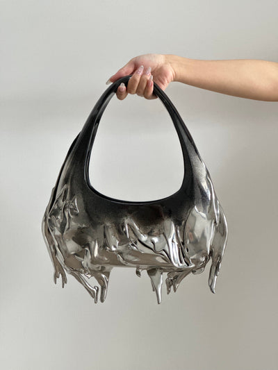 Black/Silver Slim Shoulder Bag-GNASTIY-APOC STORE