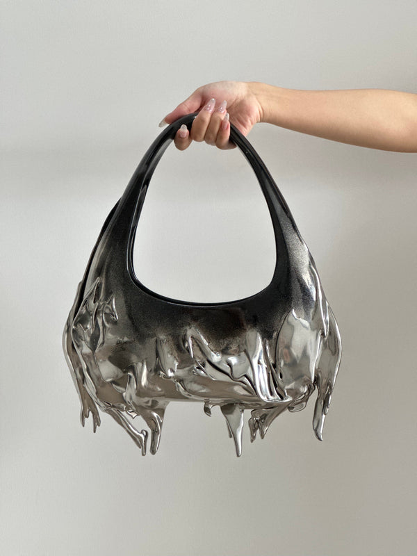 Black/Silver Slim Shoulder Bag-GNASTIY-APOC STORE