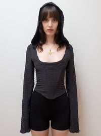 HOODED CORSET IN CHARCOAL-Ella Roberts-APOC STORE