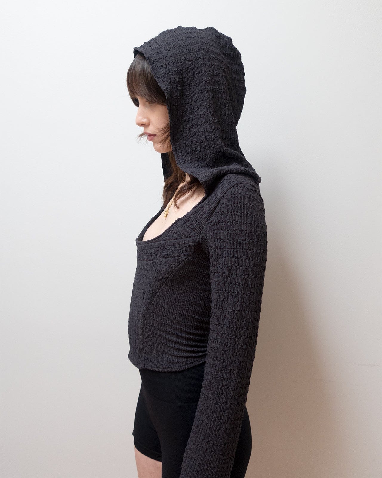 HOODED CORSET IN CHARCOAL-Ella Roberts-APOC STORE