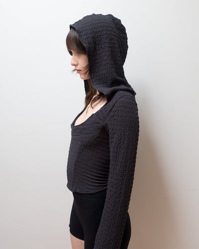 HOODED CORSET IN CHARCOAL-Ella Roberts-APOC STORE