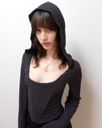 HOODED CORSET IN CHARCOAL-Ella Roberts-APOC STORE