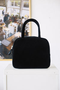 COTTON VELVET BROOCH HAND BAG - BLACK-SAENGIN STUDIOS-APOC STORE