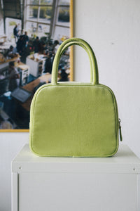 COTTON VELVET BROOCH HAND BAG - OLIVE-SAENGIN STUDIOS-APOC STORE