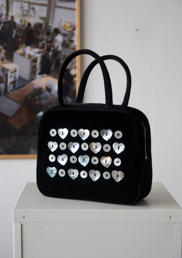 MOTHER-OF-PEARL COTTON VELVET HAND BAG-SAENGIN STUDIOS-APOC STORE