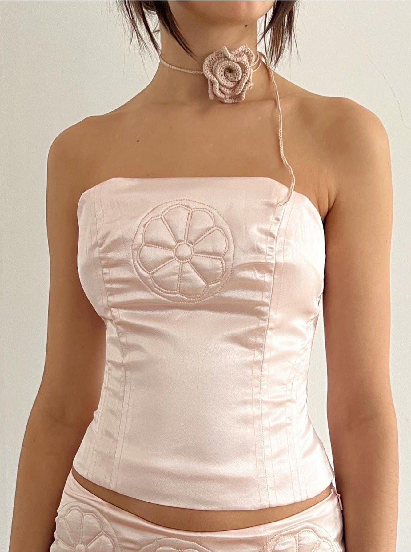 Satin corset with flower detail-Nastyamasha-APOC STORE