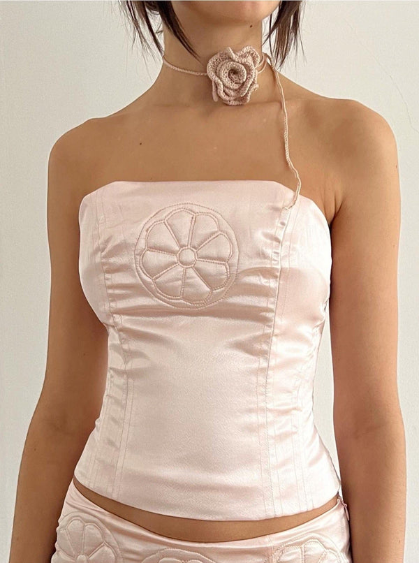 Satin corset with flower detail-Nastyamasha-APOC STORE
