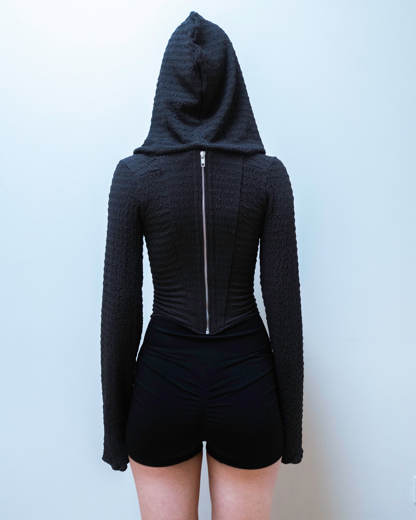 HOODED CORSET IN CHARCOAL-Ella Roberts-APOC STORE