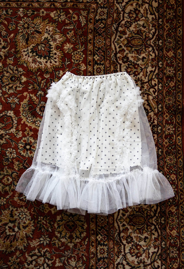BANDING RUFFLE SHA DOT SKIRT - WHITE-SAENGIN STUDIOS-APOC STORE