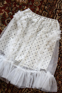 BANDING RUFFLE SHA DOT SKIRT - WHITE-SAENGIN STUDIOS-APOC STORE