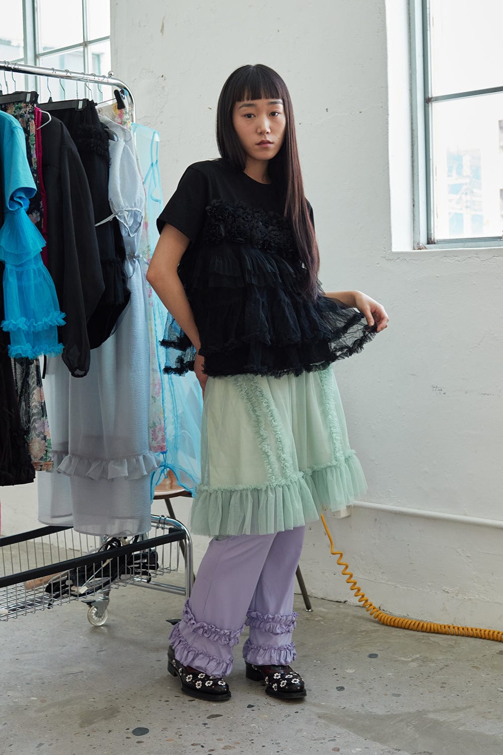 BANDING RUFFLE SHA SKIRT MINT-SAENGIN STUDIOS-APOC STORE
