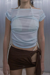 draping off-shoulder top cyan-Lalameemee-APOC STORE