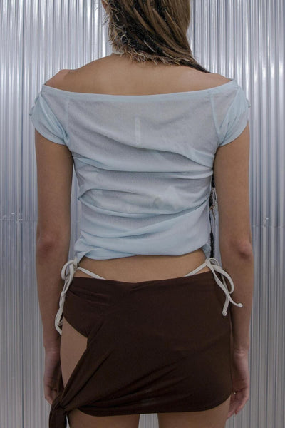 draping off-shoulder top cyan-Lalameemee-APOC STORE