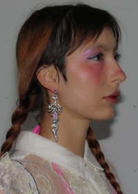 Silver Spiky Sword Earrings-Emma Pryde-APOC STORE
