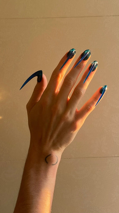 Blue Reverse Nail Set-Texto Dallas-APOC STORE