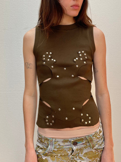 Orchid Vest Khaki-Hannah Creak-APOC STORE