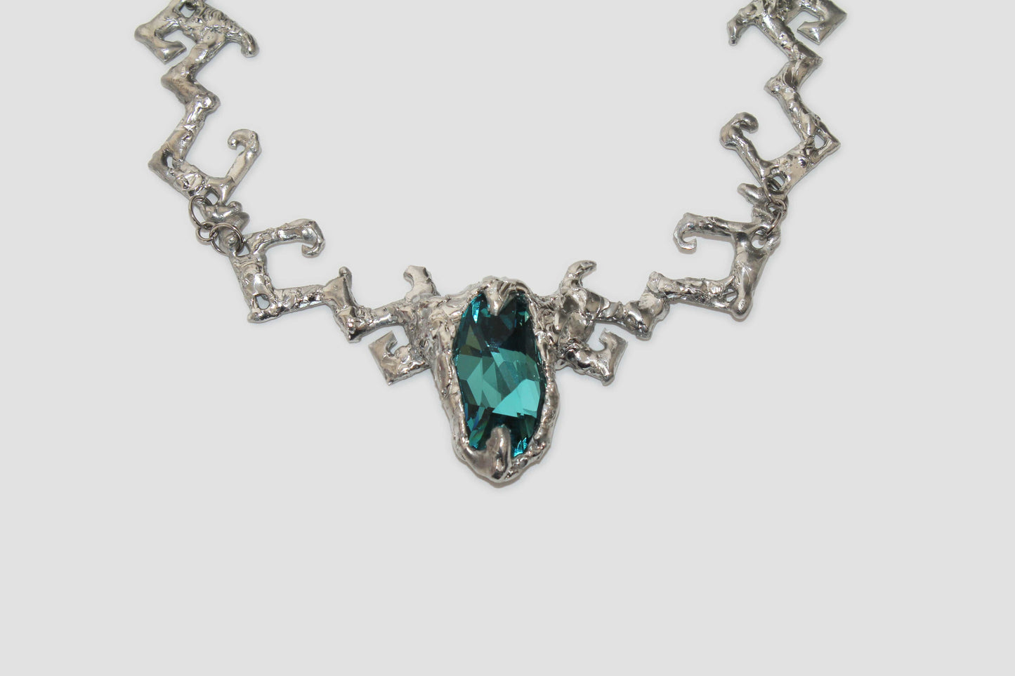 Silver Big Emerald Necklace-Emma Pryde-APOC STORE