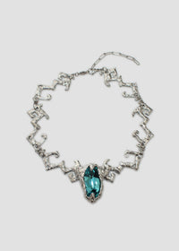 Silver Big Emerald Necklace-Emma Pryde-APOC STORE