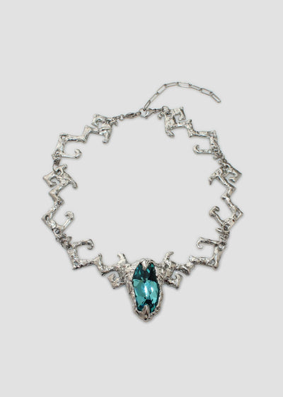 Silver Big Emerald Necklace-Emma Pryde-APOC STORE