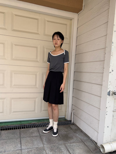 Box Pleats Skort - Black-Julye Han-APOC STORE