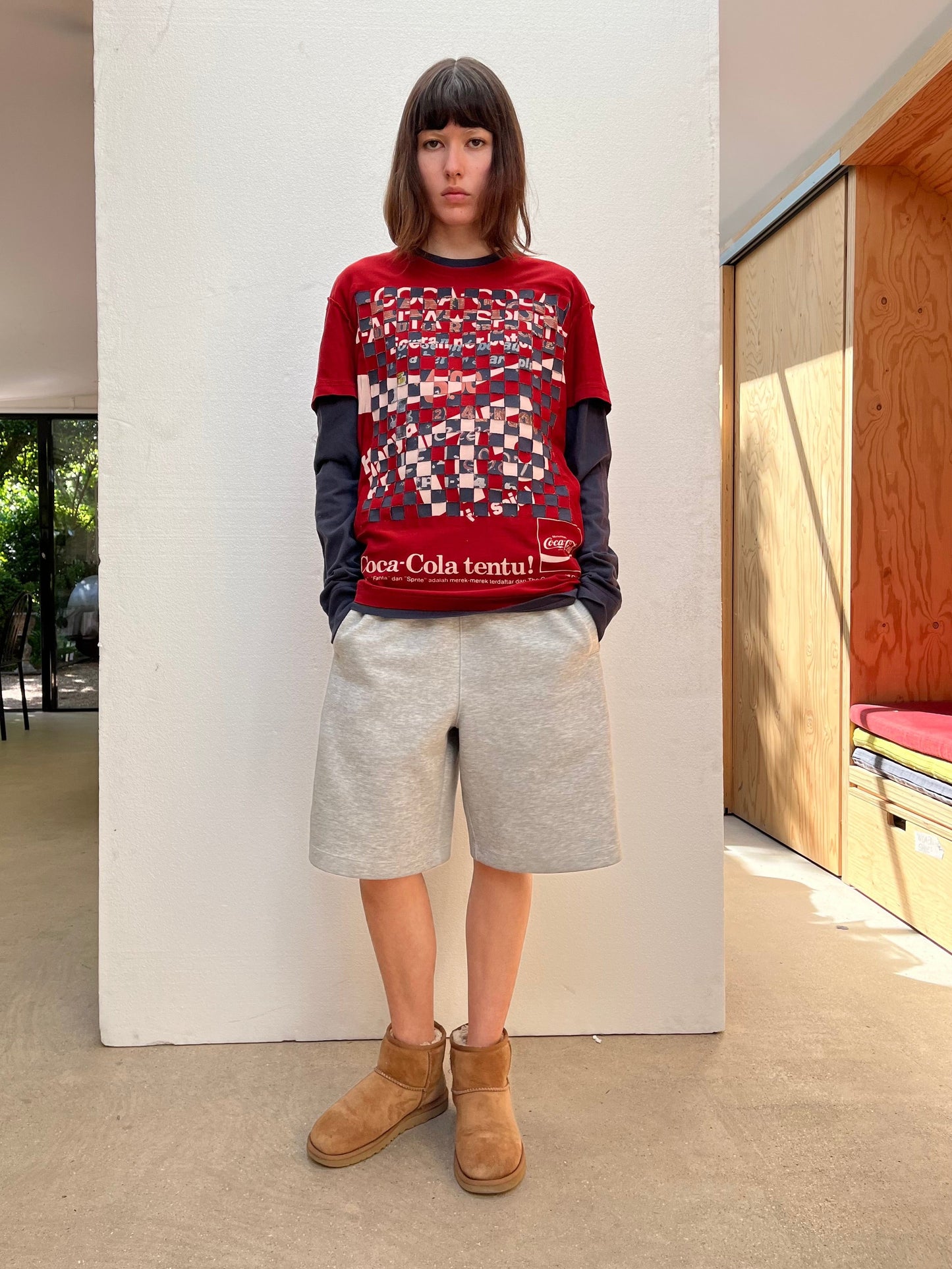 Woven Red T-shirt (wolf print)-Hannah Creak-APOC STORE