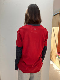 Woven Red T-shirt (wolf print)-Hannah Creak-APOC STORE