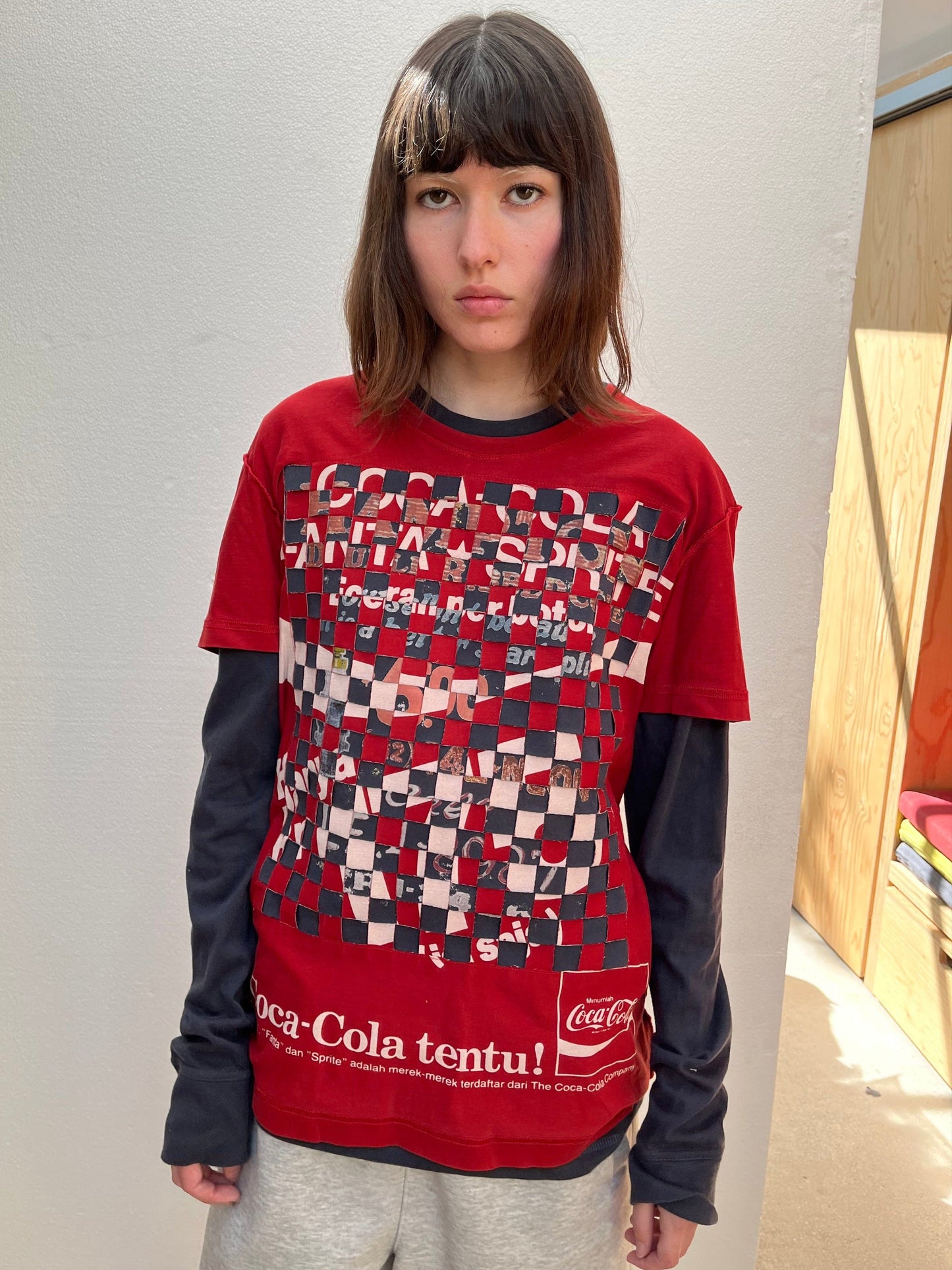 Woven Red T-shirt (wolf print)-Hannah Creak-APOC STORE