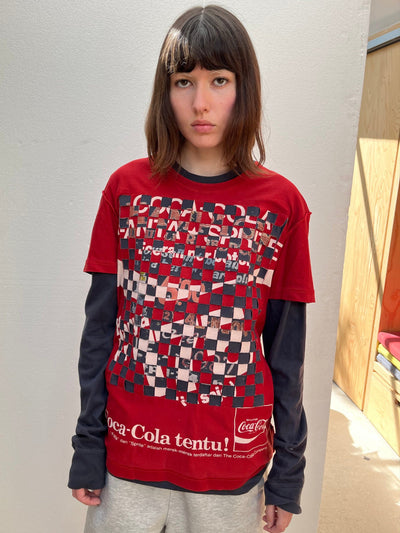 Woven Red T-shirt (wolf print)-Hannah Creak-APOC STORE