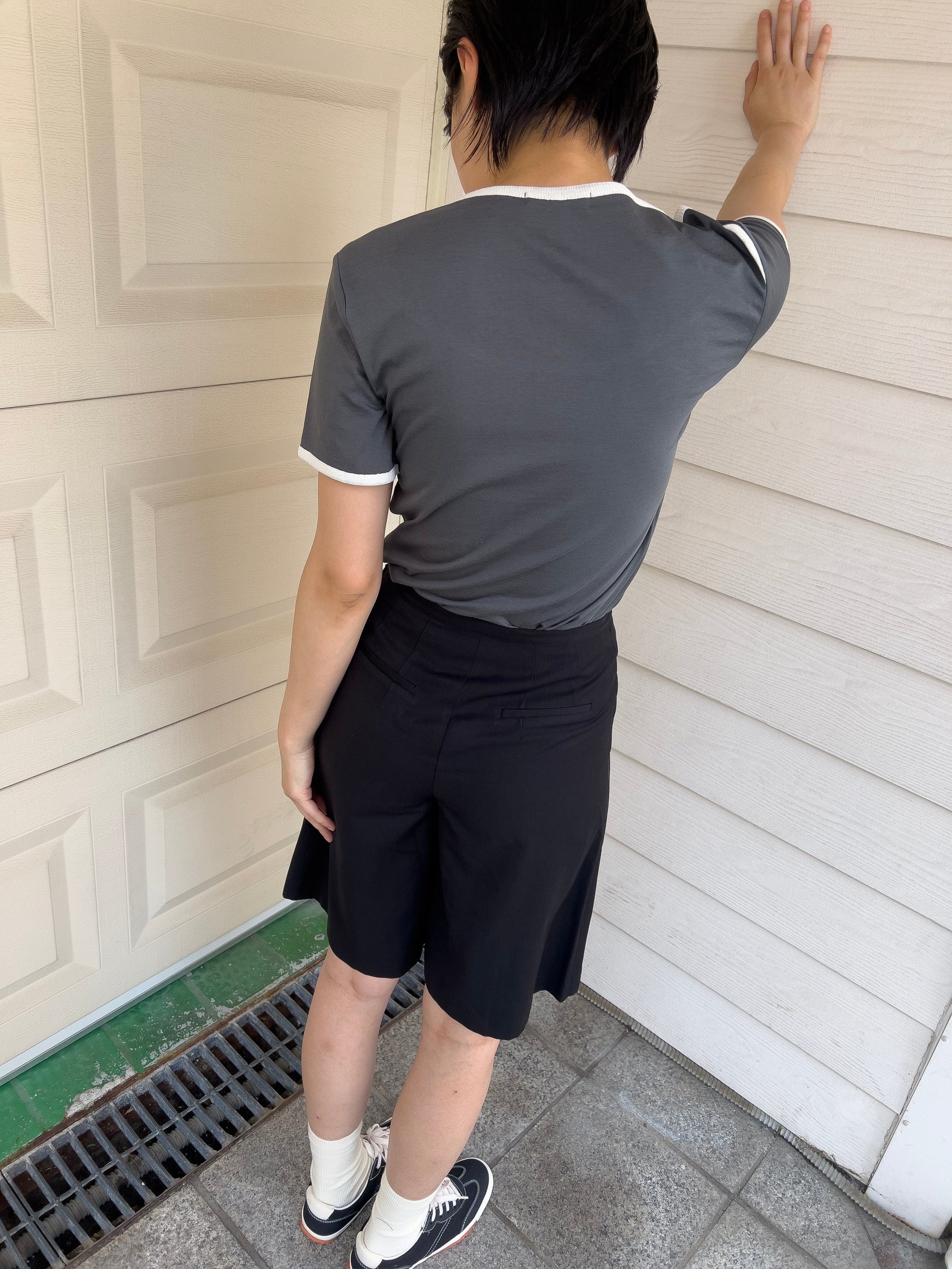 Box Pleats Skort - Black-Julye Han-APOC STORE