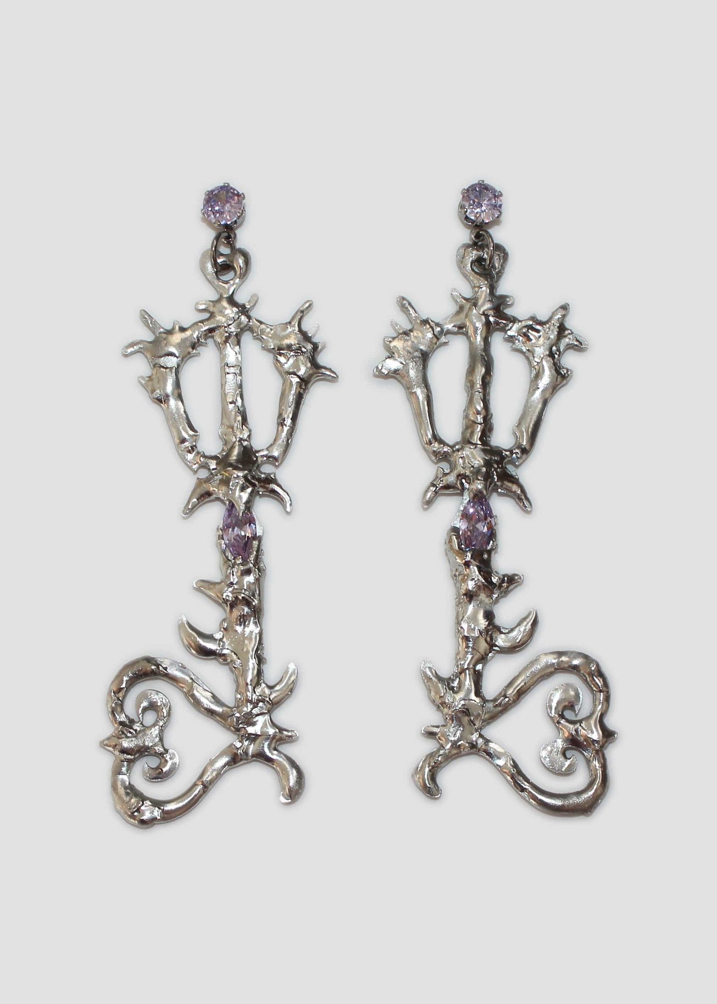 Lavender Silver Keyblade Earrings-Emma Pryde-APOC STORE