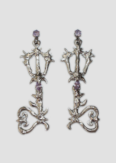 Lavender Silver Keyblade Earrings-Emma Pryde-APOC STORE