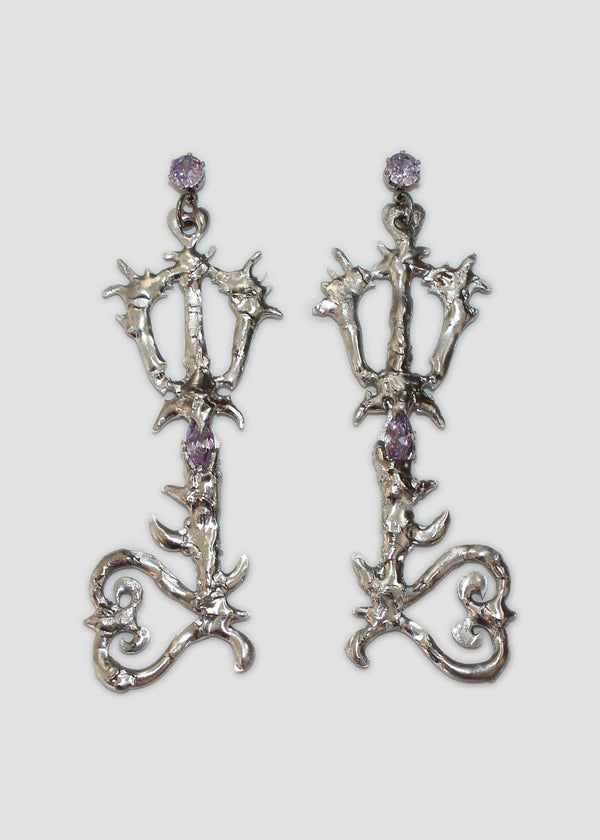 Lavender Silver Keyblade Earrings-Emma Pryde-APOC STORE