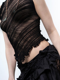 DISTRESSED BLACK TOP-VÊTEMENT FRAGILE-APOC STORE
