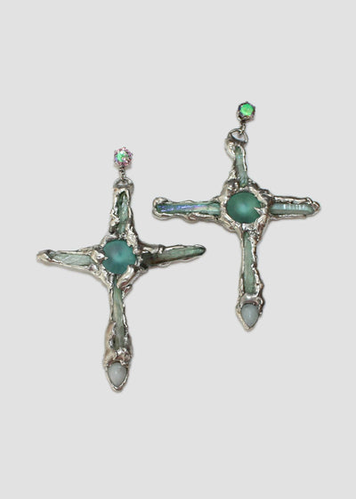 Green Stained Glass Earrings-Emma Pryde-APOC STORE