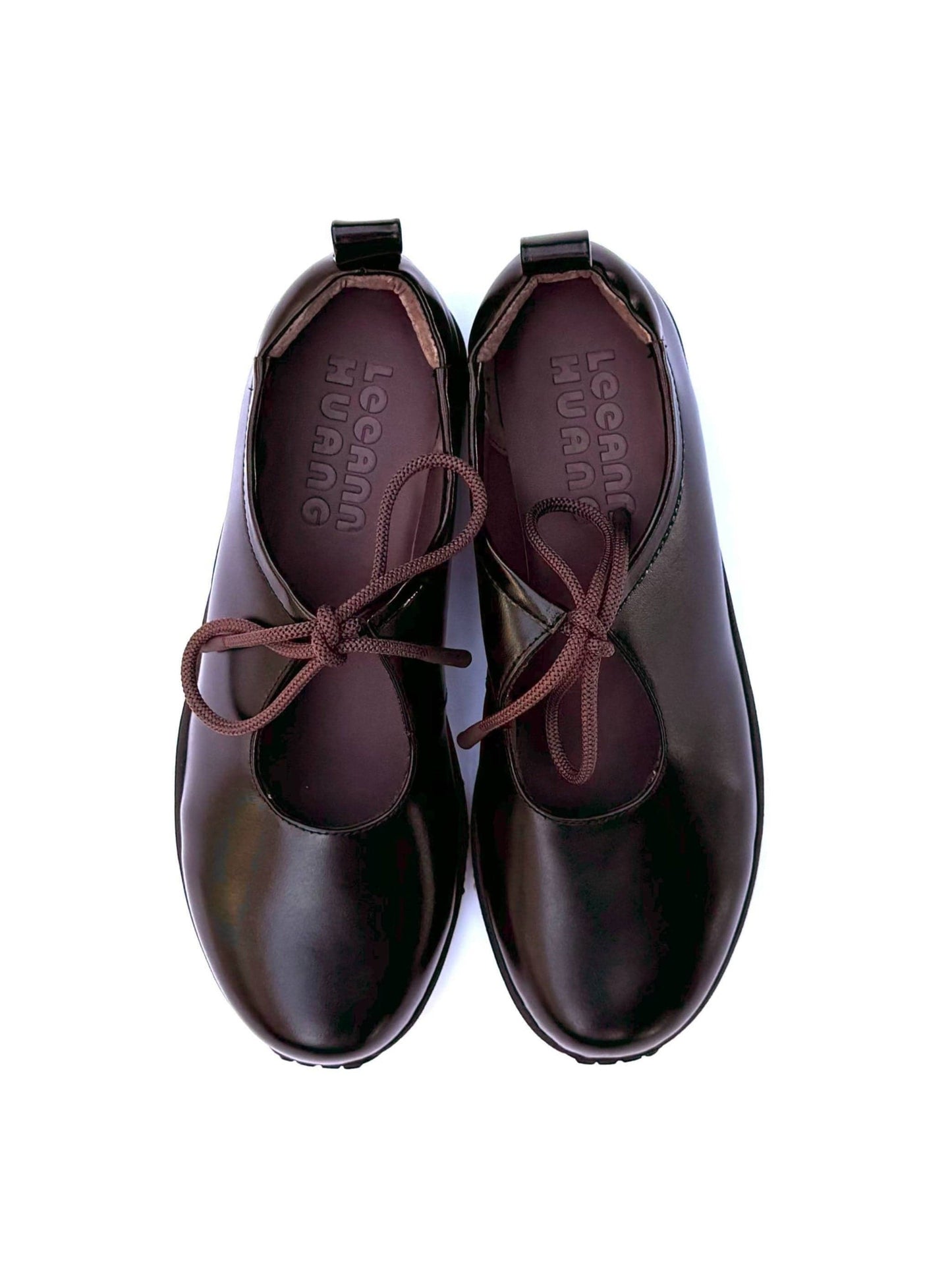 Brown Leather Mary Janes-Leeann Huang-APOC STORE