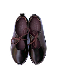 Brown Leather Mary Janes-Leeann Huang-APOC STORE