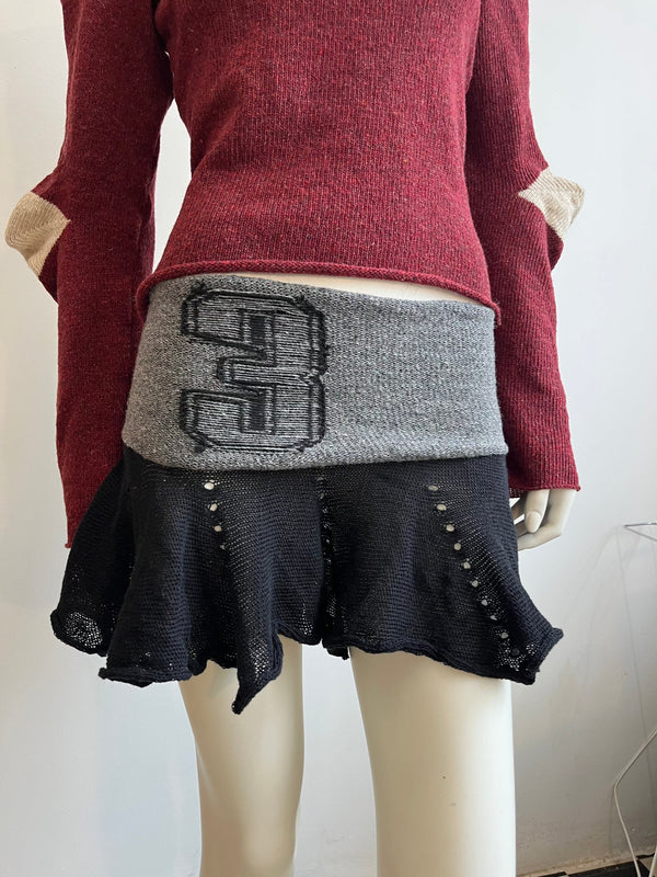 Football jersey wool knit jumper red/cream-Lilies of the Valley-APOC STORE