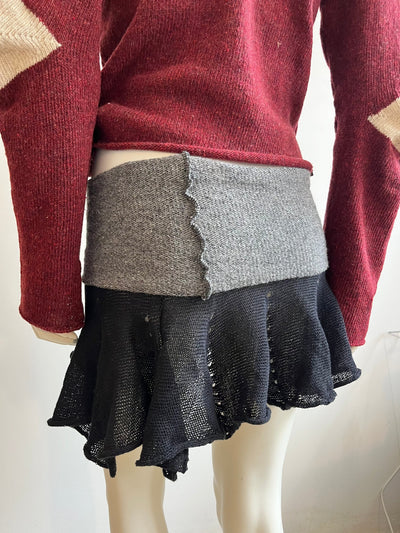 Football jersey wool knit jumper red/cream-Lilies of the Valley-APOC STORE