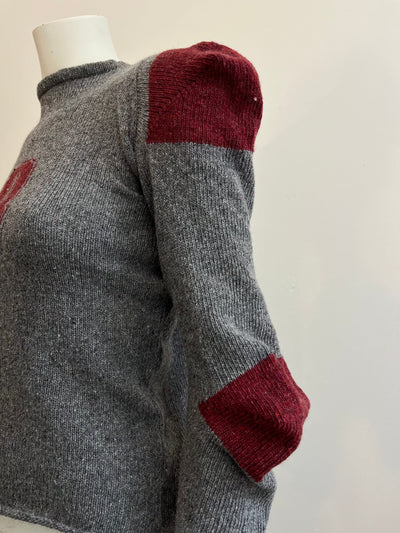 Football jersey wool knit jumper grey/red-Lilies of the Valley-APOC STORE