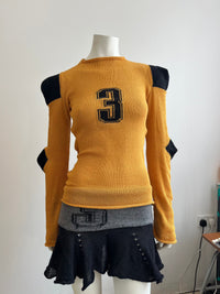 Football jersey cotton knit long sleeve yellow/black-Lilies of the Valley-APOC STORE