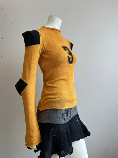 Football jersey cotton knit long sleeve yellow/black-Lilies of the Valley-APOC STORE
