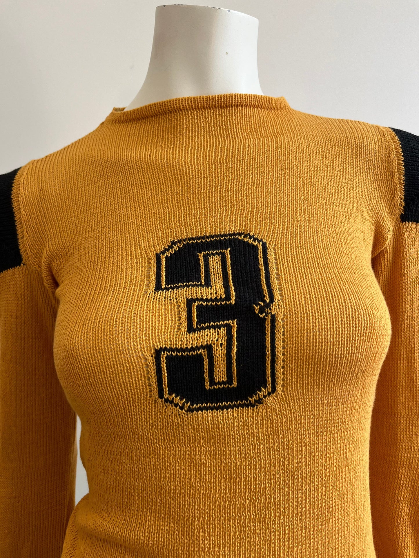 Football jersey cotton knit long sleeve yellow/black-Lilies of the Valley-APOC STORE