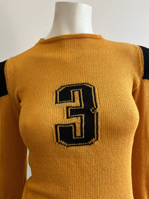 Football jersey cotton knit long sleeve yellow/black-Lilies of the Valley-APOC STORE