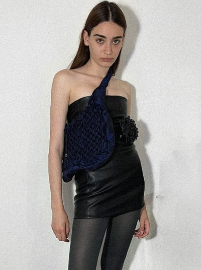 Dark Blue Large Smocking Bag-Nensi Avetisian-APOC STORE